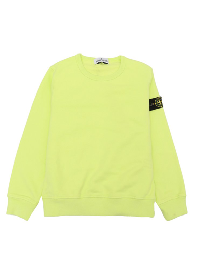 Shop Stone Island Junior Logo Patch Crewneck Sweatshirt In Yellow