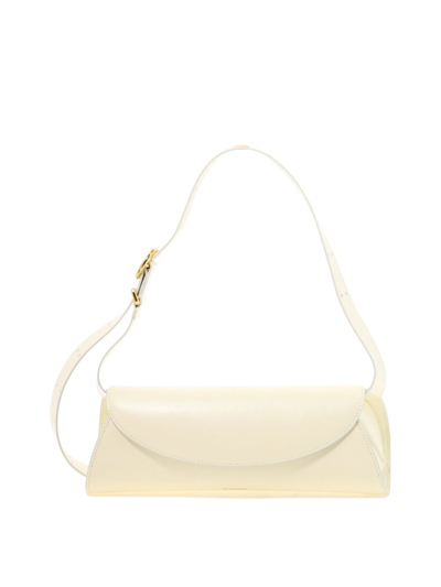 Shop Jil Sander Cannolo Foldover Small Shoulder Bag In White