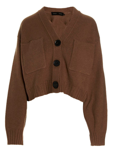 Shop Proenza Schouler Cropped Knitted Cardigan In Brown