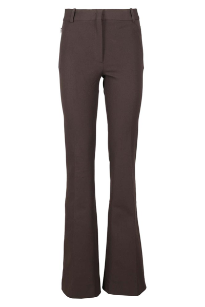 Shop Frame Le High Flared Trousers In Brown