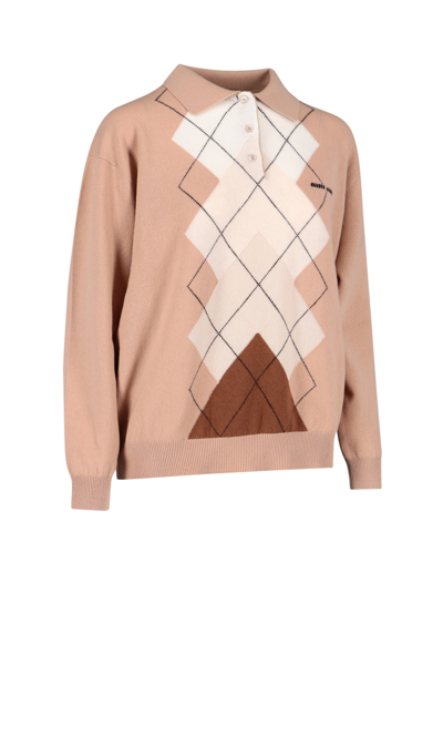 Shop Miu Miu Cashmere Collar Sweater In Neutrals