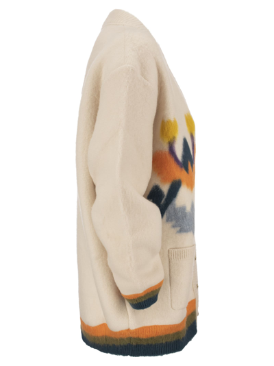 Shop Etro Cardigan With Geometric Patterns In White
