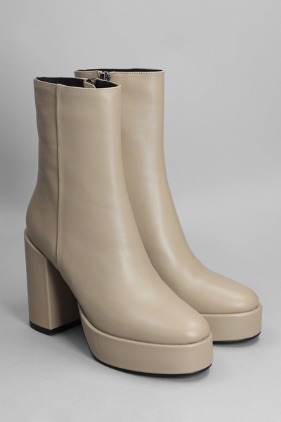Shop Bibi Lou High Heels Ankle Boots In Taupe Leather