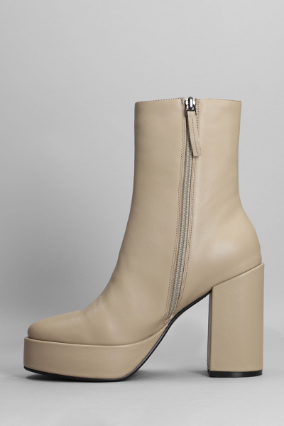Shop Bibi Lou High Heels Ankle Boots In Taupe Leather