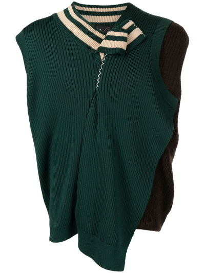 Kolor Gathered-detail Knit Vest In Green | ModeSens