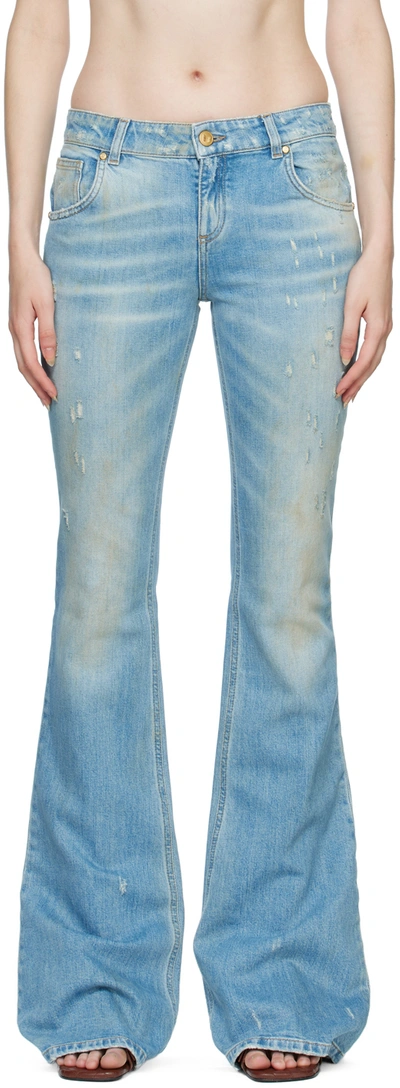 Shop Blumarine Blue Distressed Jeans In N0944 Country Blue