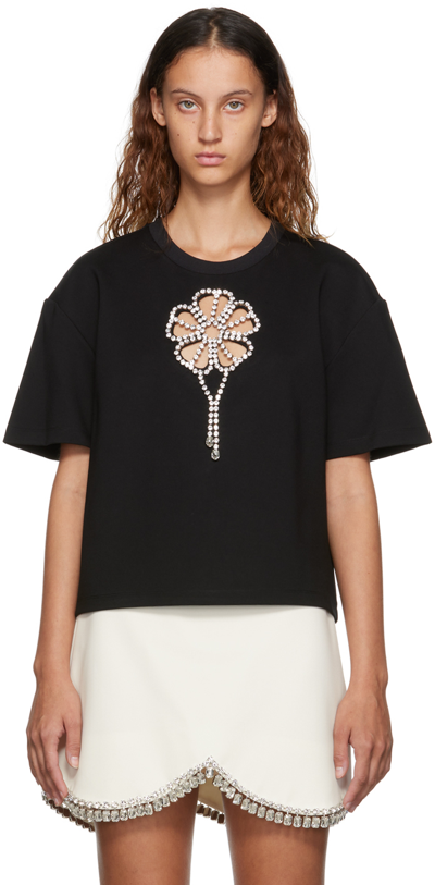Area Crystal-embellished Flower Cutout T-shirt In Black | ModeSens
