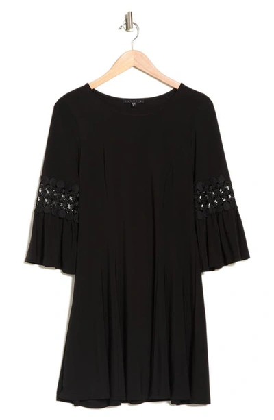 Shop Tash And Sophie Embroidered Bell Sleeve Dress In Black