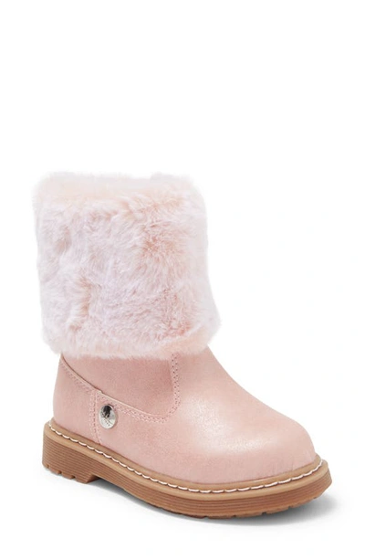 Shop Nicole Miller Kids' Faux Fur Cuff Bootie In Blush Pink Pu