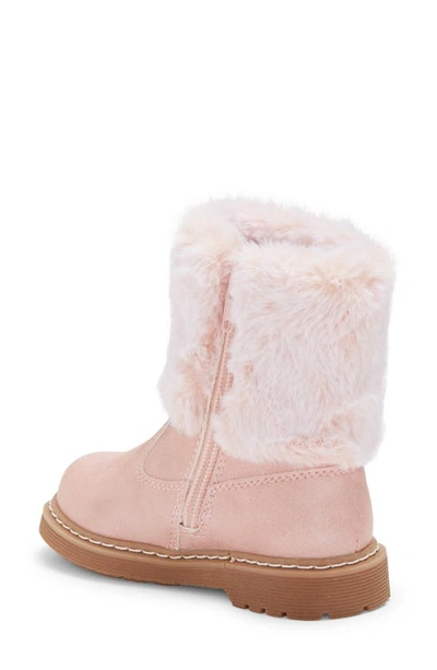 Shop Nicole Miller Kids' Faux Fur Cuff Bootie In Blush Pink Pu