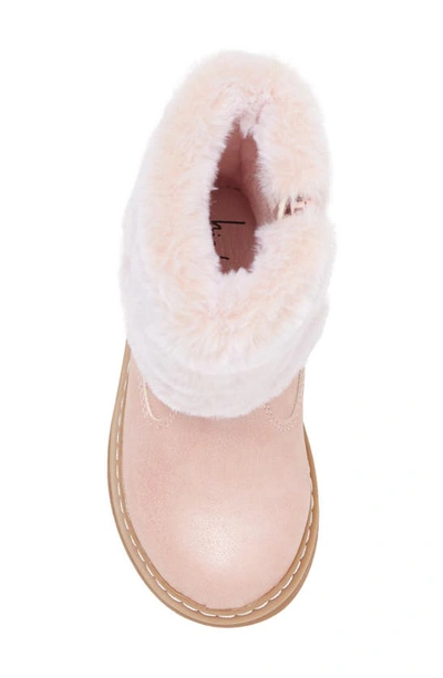 Shop Nicole Miller Kids' Faux Fur Cuff Bootie In Blush Pink Pu