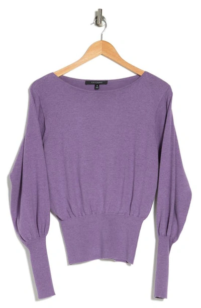 Shop Toccin Mixed Rib Blouson Sleeve Top In Mulberry