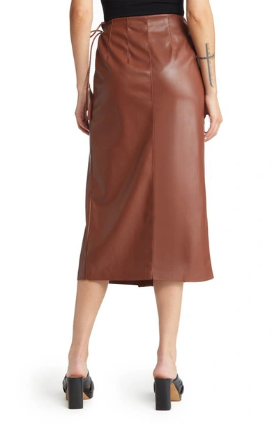 Shop Mother The It's A Wrap Faux Leather Skirt In Friar Brown