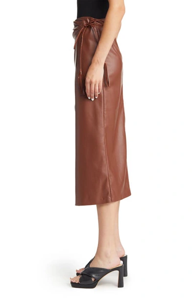 Shop Mother The It's A Wrap Faux Leather Skirt In Friar Brown