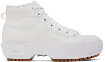 Shop Adidas Originals White Nizza Trek Platform Sneakers In Ftwr White / Gum 3 /
