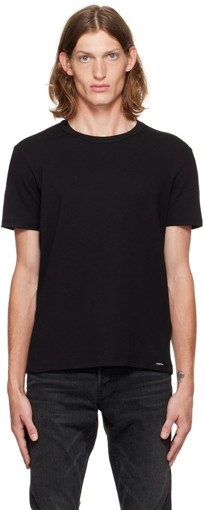 Shop Tom Ford Black Crewneck T-shirt In 2 Black