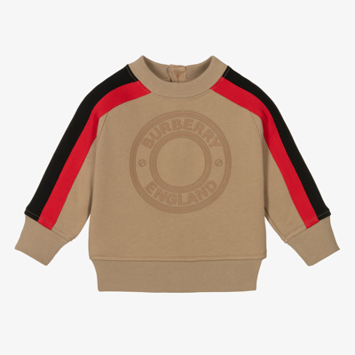 Shop Burberry Beige Logo Baby Sweatshirt