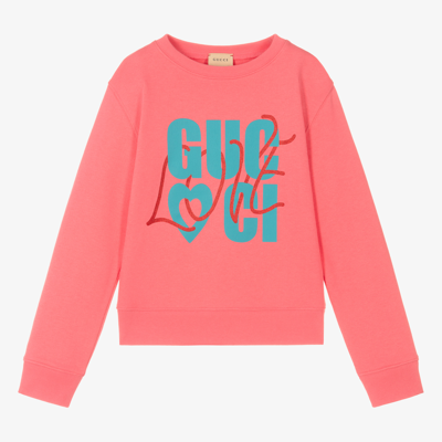 Shop Gucci Girls Teen Pink Logo Sweatshirt