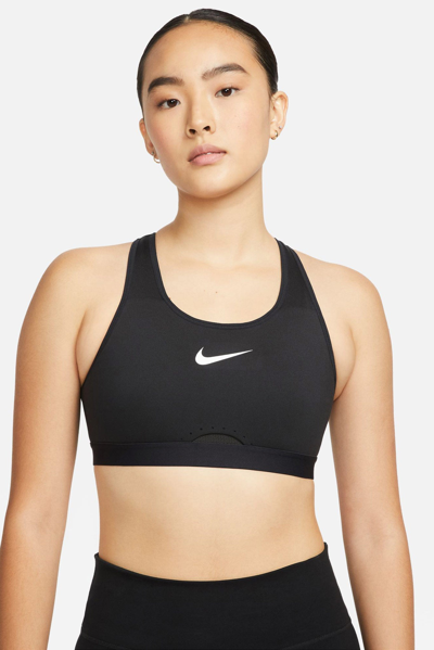 Shop Nike Swoosh Sports Bra Dri-fit In Black