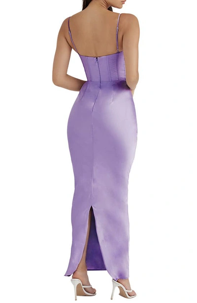House Of Cb Charmaine Corset Satin Maxi Dress In Lavender