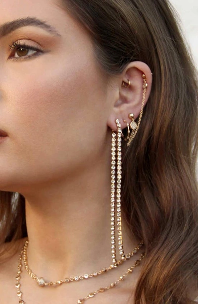 Ettika Crystal Linear Drop Ear Jackets In Gold
