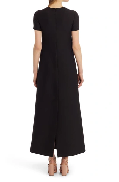 Shop Valentino Contrast-v Crepe Couture Midi Dress In 0na Nero/avorio