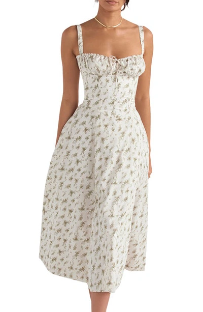 House Of Cb Carmen Floral Bustier Sundress In Garden Print