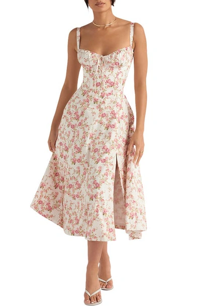 Shop House Of Cb Carmen Bustier Sundress In Rose Print