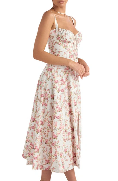 House Of Cb Carmen Sleeveless Cotton-blend Midi Dress In Rose Print