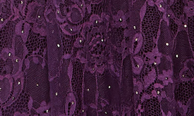 Shop Mac Duggal Ruffle Sleeve Lace Gown In Aubergine