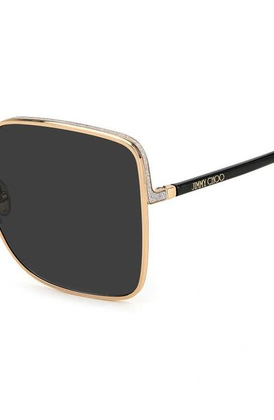 Shop Jimmy Choo Aliana 59mm Square Sunglasses In Gold Black / Grey