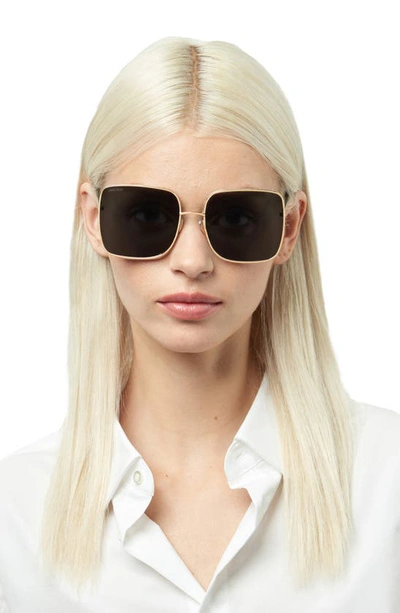 Shop Jimmy Choo Aliana 59mm Square Sunglasses In Gold Black / Grey