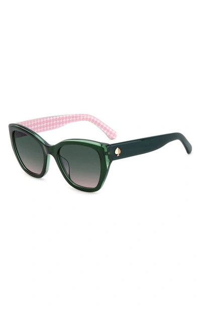 Kate Spade Yolanda 51mm Polarized Gradient Cat Eye Sunglasses In Green / Green Pink