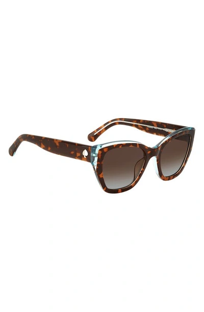 Shop Kate Spade Yolanda 51mm Polarized Gradient Cat Eye Sunglasses In Dark Havana Green / Brown