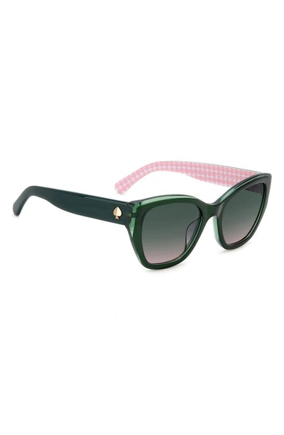 Kate Spade Yolanda 51mm Polarized Gradient Cat Eye Sunglasses In Green / Green Pink