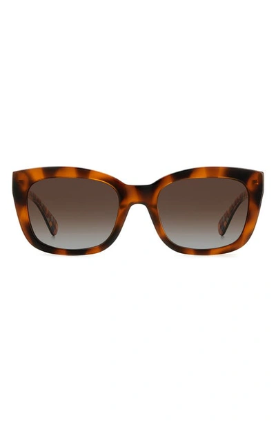 Shop Kate Spade Tammy 53mm Rectangular Sunglasses In Havana / Brown Grad Polar