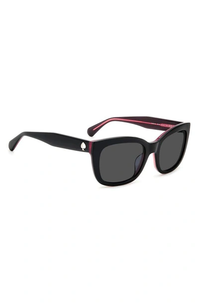 Shop Kate Spade Tammy 53mm Rectangular Sunglasses In Black / Grey