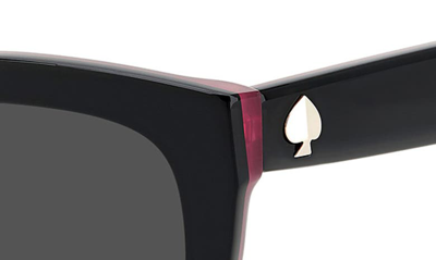 Shop Kate Spade Tammy 53mm Rectangular Sunglasses In Black / Grey