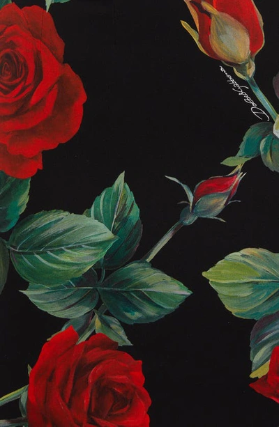 Shop Dolce & Gabbana Rose Print Stretch Silk Skirt In Hn2zo Rose Fdo Nero
