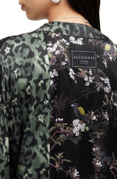 Shop Allsaints Casi Viola Silk Blend Jacket In Black/ Moss Green