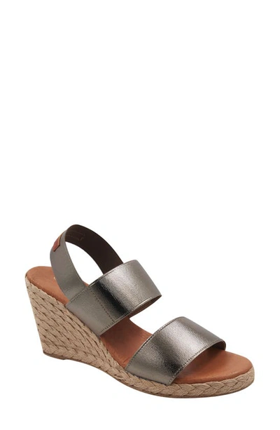 Shop Andre Assous Allison Espadrille Wedge Sandal In Metallic Taupe