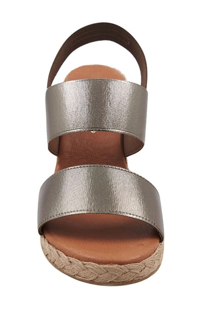 Shop Andre Assous Allison Espadrille Wedge Sandal In Metallic Taupe