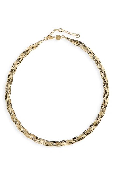 Shop Jennifer Zeuner Francesca 3-strand Serpentine Collar Necklace In 14k Yellow Gold Plated Silver