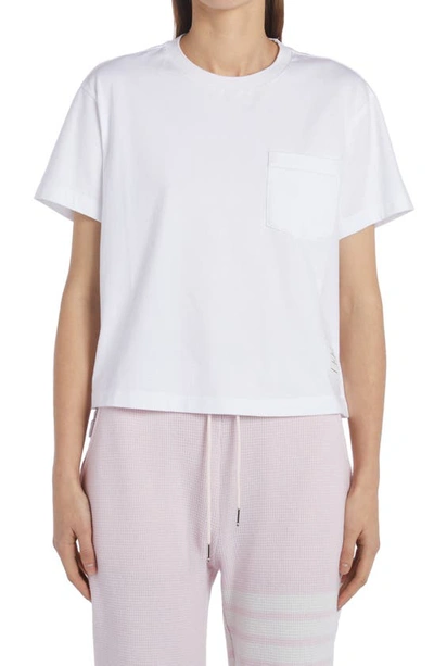 Thom Browne Medium Weight Cotton Jersey Boxy Pocket Tee In White