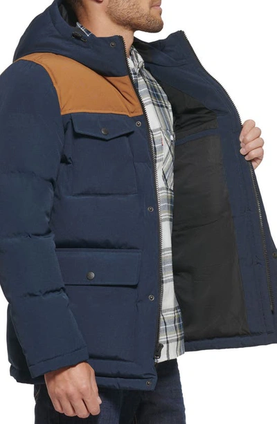 Shop Levi's Arctic Cloth Heavyweight Parka Jacket In Navy/ Worker Brown