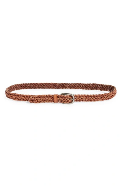 Shop Golden Goose Houston Woven Leather Belt In Cuoio