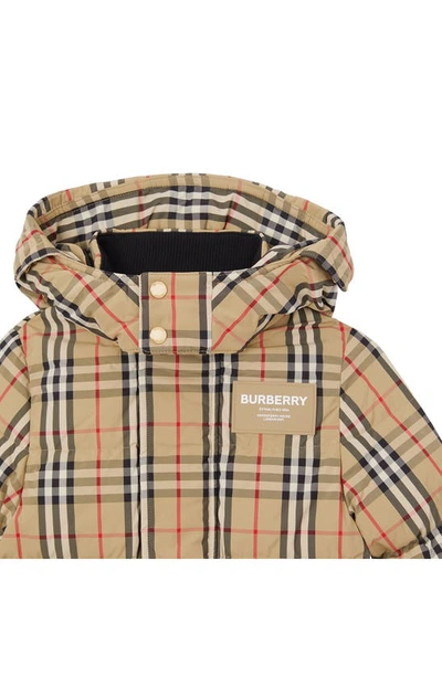 Shop Burberry Kids' Aubin Hooded Down Jacket In Archive Beige Ip Chk