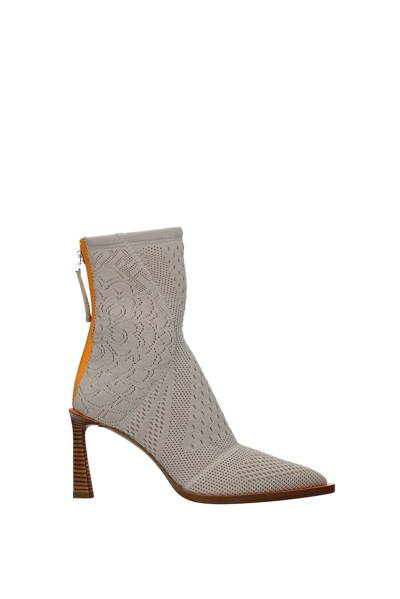 Shop Fendi Ankle Boots Fabric In Gray