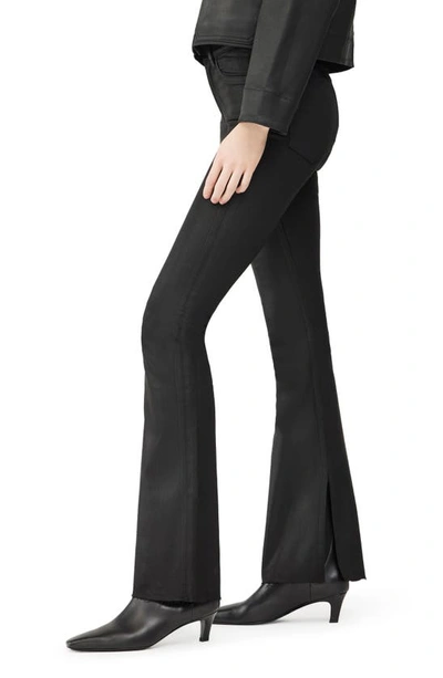 Shop Dl1961 Bridget Instasculpt Coated High Waist Raw Hem Ankle Bootcut Jeans In Black Coated