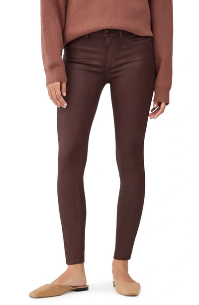 Shop Dl1961 Florence Instasculpt Coated Mid Rise Skinny Jeans In Dark Sequoia